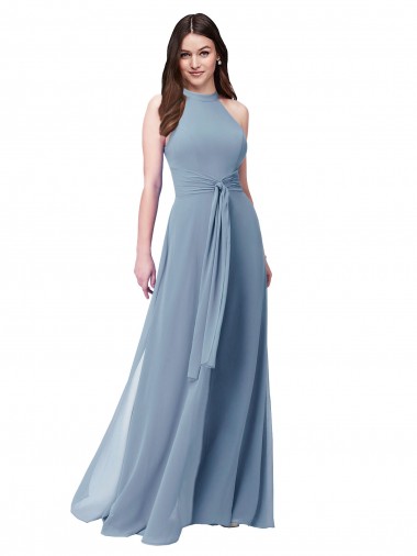 Chiffon A-Line Long Sleeveless Bridesmaid Formal Dress Glasgow