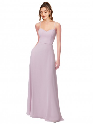 Soft Chiffon A-Line Long Sleeveless Pink Glow Bridesmaid Dress Glasgow