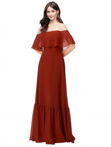Soft Chiffon A-Line Long Short Flutter Sleeves Red Bridesmaid Dresses Glasgow