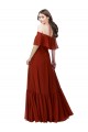 Soft Chiffon A-Line Long Short Flutter Sleeves Red Bridesmaid Dresses Glasgow