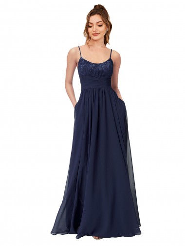 Soft Chiffon & Lace A-Line Long Sleeveless Scoop Neck Low Back Bridesmaid Dresses Glasgow