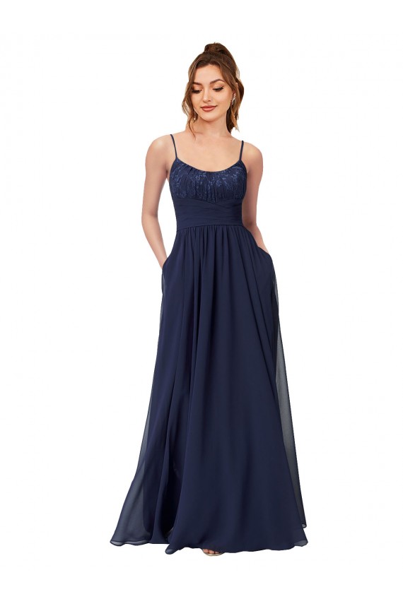 Soft Chiffon & Lace A-Line Long Sleeveless Scoop Neck Low Back Bridesmaid Dresses Glasgow