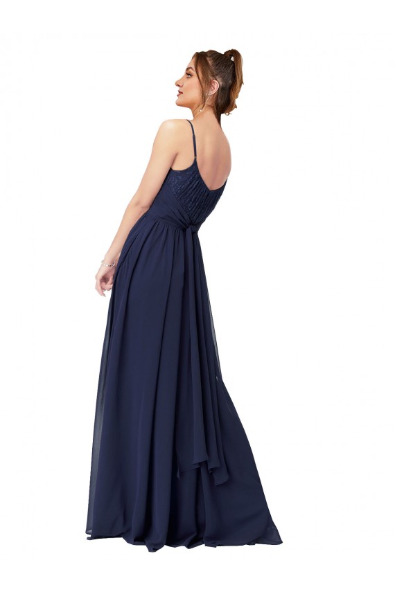 Soft Chiffon & Lace A-Line Long Sleeveless Scoop Neck Low Back Bridesmaid Dresses Glasgow