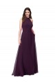 Soft Chiffon A-Line Long Sleeveless Grape Keyhole Back Bridesmaid Dress Glasgow