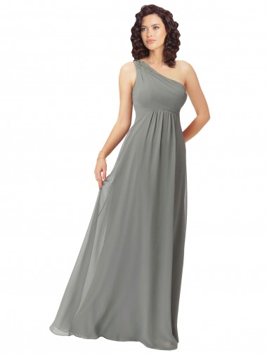 Soft Chiffon A-Line Long Sleeveless Wisteria Bridesmaid Dress Glasgow