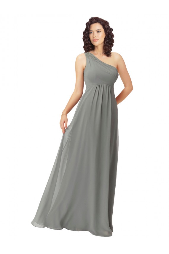 Soft Chiffon A-Line Long Sleeveless Wisteria Bridesmaid Dress Glasgow