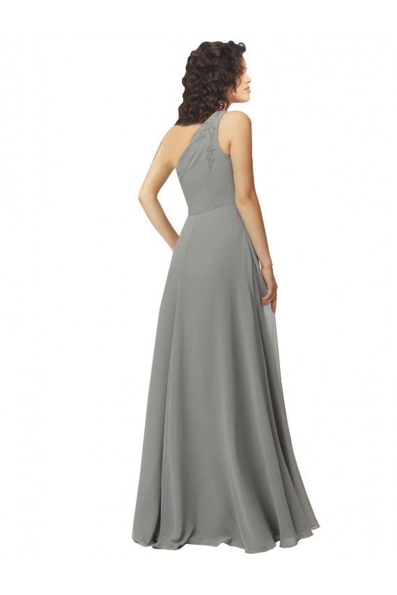 Soft Chiffon A-Line Long Sleeveless Wisteria Bridesmaid Dress Glasgow