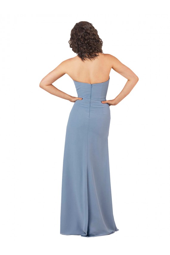 Soft Chiffon Sheath Long Sleeveless Burgundy Bridesmaid Dress Glasgow