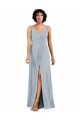 Soft Chiffon Column Long Sleeveless Low Back Bridesmaid Dress Glasgow