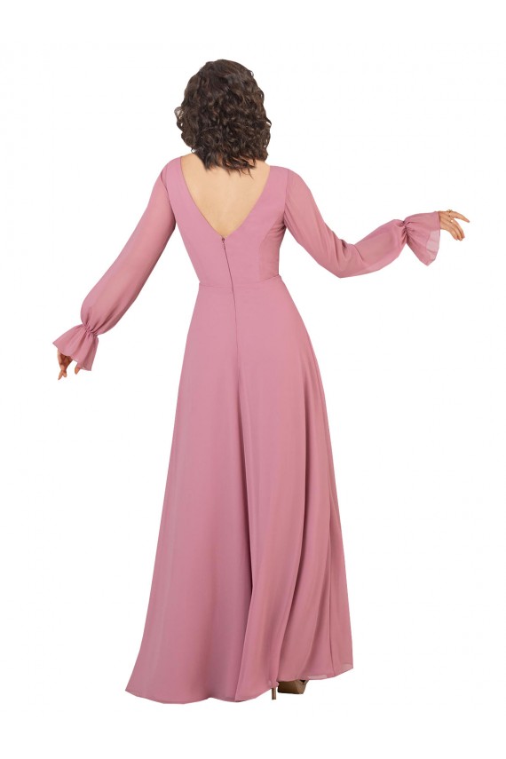 Soft Chiffon A-Line Long Long Sleeves Formal Dress / Bridesmaid Dress Glasgow