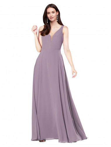 Soft Chiffon Sheath Long Sleeveless Low Back Formal Evening Gown / Bridesmaid Dress Glasgow