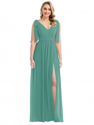 Soft Chiffon A-Line Sleeveless Icelandic Silver Semi Formal Evening Dress / Bridesmaid Dress Glasgow