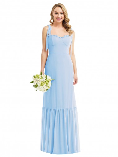 Soft Chiffon A-Line Long Sleeveless Spaghetti Straps Evening Dresses Glasgow