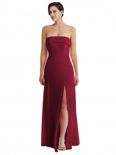 Soft Chiffon A-Line Long Sleeveless Low Back Burgundy Evening Dresses Glasgow
