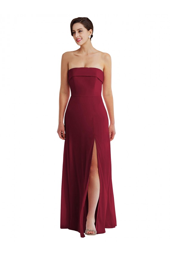 Soft Chiffon A-Line Long Sleeveless Low Back Burgundy Evening Dresses Glasgow
