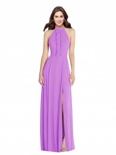 Soft Chiffon A-Line Long Sleeveless Backless Formal Evening Gown / Bridesmaid Dress Glasgow