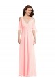 Soft Chiffon A-Line Long Cold Shoulder V-Back Semi Formal Evening Dress / Bridesmaid Dress Glasgow