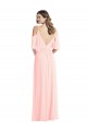 Soft Chiffon A-Line Long Cold Shoulder V-Back Semi Formal Evening Dress / Bridesmaid Dress Glasgow