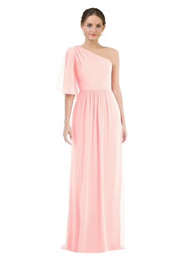 Soft Chiffon A-Line Long Bell Sleeves Semi Formal Evening Dress / Bridesmaid Dress Glasgow