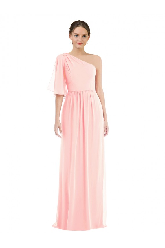 Soft Chiffon A-Line Long Bell Sleeves Semi Formal Evening Dress / Bridesmaid Dress Glasgow