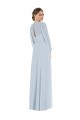 Soft Chiffon A-Line Long Puff Sleeves Keyhole Back Formal Evening Gown / Bridesmaid Dress Glasgow