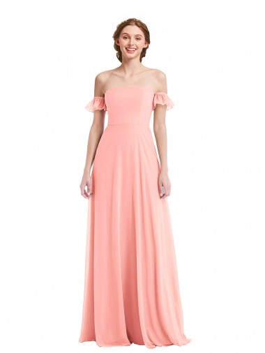 Soft Chiffon A-Line Long Flutter Sleeves Semi Formal Evening Dress / Bridesmaid Dress Glasgow