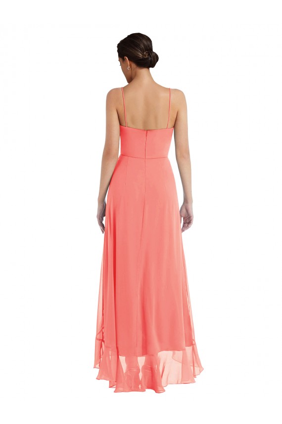 Soft Chiffon A-Line Sleeveless Coral High Low Bridesmaid Dress Glasgow