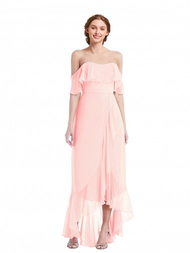 Soft Chiffon Long Sleeveless High Low Bridesmaid Dress Glasgow
