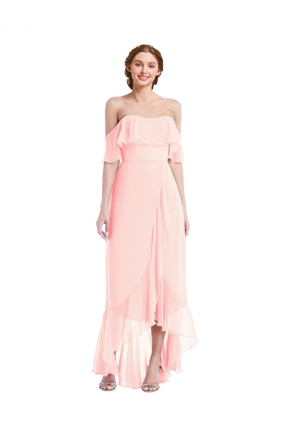 Soft Chiffon Long Sleeveless High Low Bridesmaid Dress Glasgow