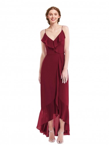 Soft Chiffon A-Line Long Sleeveless Low Back High Low Evening Gown / Bridesmaid Dress Glasgow