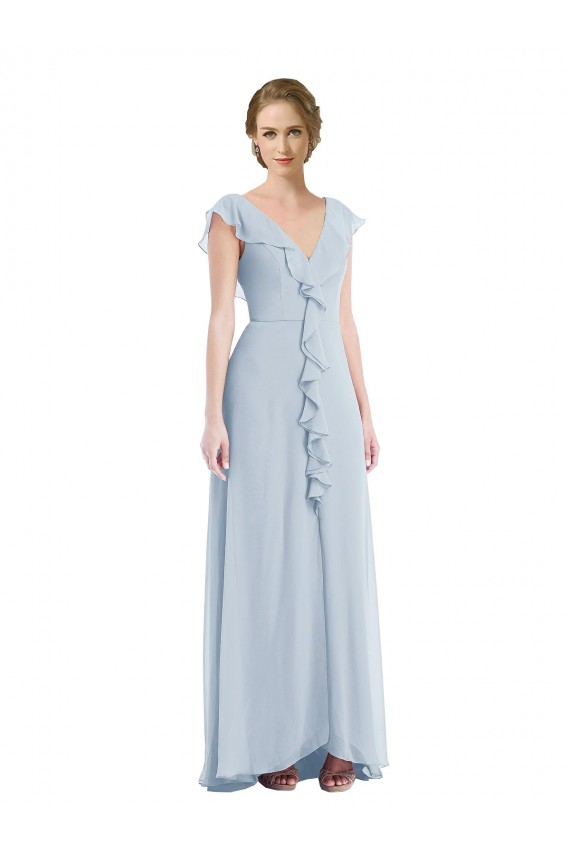Soft Chiffon A-Line Long Sleeveless V-Back Black Tie Evening Gown / Bridesmaid Dress Glasgow
