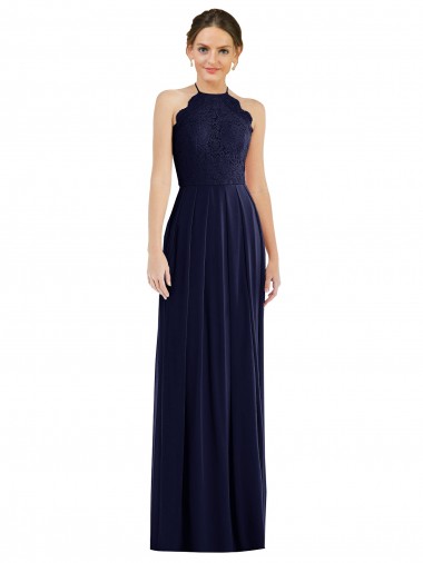 Soft Chiffon Long Sleeveless Open Back Semi Formal Evening Dress / Bridesmaid Dress Glasgow