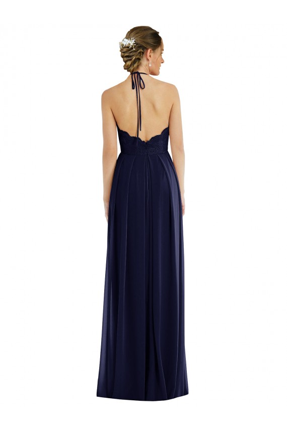 Soft Chiffon Long Sleeveless Open Back Semi Formal Evening Dress / Bridesmaid Dress Glasgow