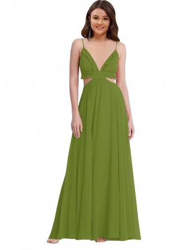 Soft Chiffon A-Line Long Sleeveless Open Back Plus Size Evening Gown / Bridesmaid Dress Glasgow