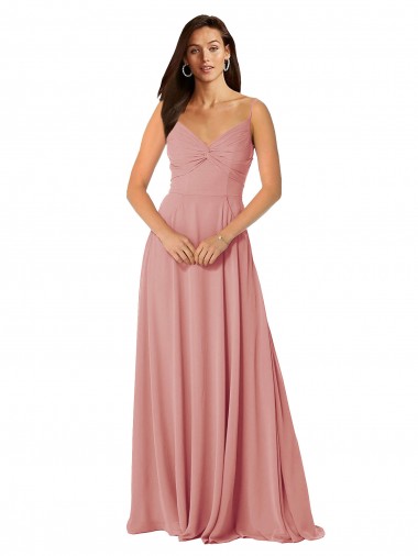 Lxue Chiffon A-Line Long Sleeveless V-Back Bliss Pink Bridesmaid Dresses Glasgow