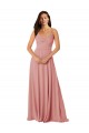 Lxue Chiffon A-Line Long Sleeveless V-Back Bliss Pink Bridesmaid Dresses Glasgow