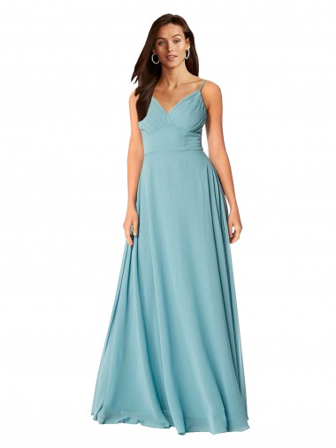 Soft Chiffon A-Line Long Sleeveless Turquoise Bridesmaid Dress Glasgow