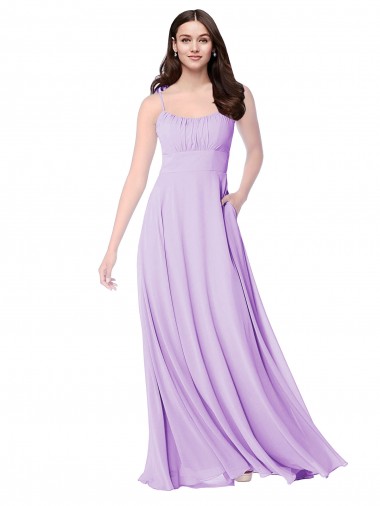 Soft Chiffon A-Line Long Sleeveless Lilac Bridal Party Dress Glasgow