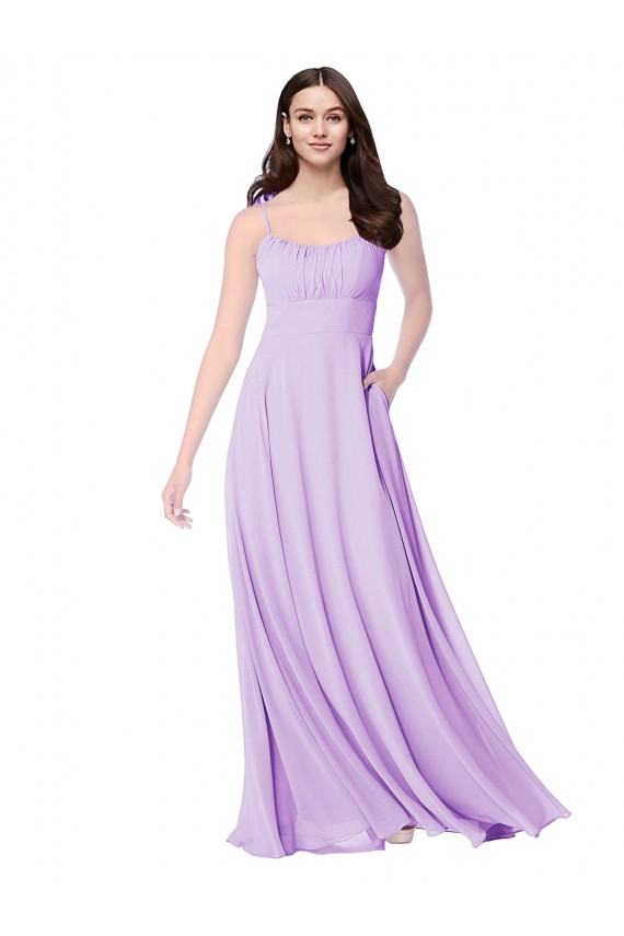 Soft Chiffon A-Line Long Sleeveless Lilac Bridal Party Dress Glasgow