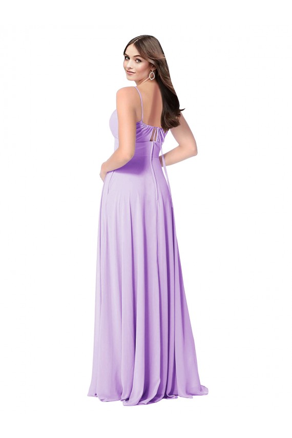 Soft Chiffon A-Line Long Sleeveless Lilac Bridal Party Dress Glasgow