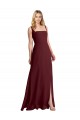 Soft Chiffon A-Line Long Sleeveless Low Back Burgundy Gold Bridesmaid Dresses Glasgow