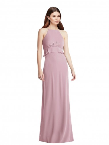 Chiffon A-Line Long Sleeveless Primrose Low Back Bridesmaid Dress / Evening Dress Glasgow