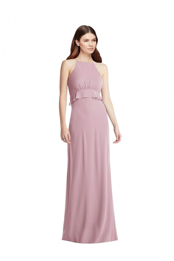 Chiffon A-Line Long Sleeveless Primrose Low Back Bridesmaid Dress / Evening Dress Glasgow