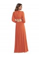 Soft Chiffon A-Line Long Long Sleeves Open Back High Low Evening Gown / Bridesmaid Dress Glasgow