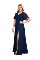 Soft Chiffon A-Line Long Short Flutter Sleeves Formal Plus Size Evening Gown / Prom Dress / Bridesmaid Dress Glasgow