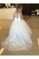 Tulle & Lace Ball Gown Chapel Train Sleeveless Flower Girl Dresses Glasgow