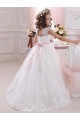Tulle & Lace Ball Gowns Long Cap Sleeves Keyhole Back Flower Girl Dress Glasgow