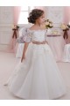 Tulle & Lace Ball Gown Short Sleeves Long Keyhole Back Flower Girl Dresses Glasgow