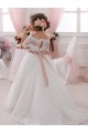 Tulle & Lace Ball Gown Short Sleeves Long Keyhole Back Flower Girl Dresses Glasgow