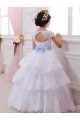 Tulle & Lace Ball Gown Chapel Train Cap Sleeves Flower Girl Dresses Glasgow